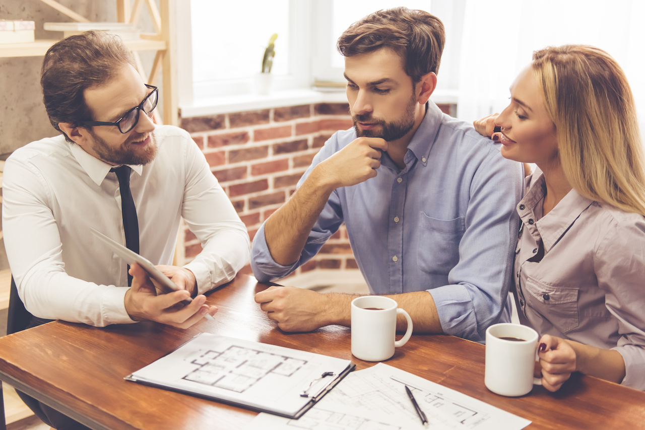 A couple choosing a property manager