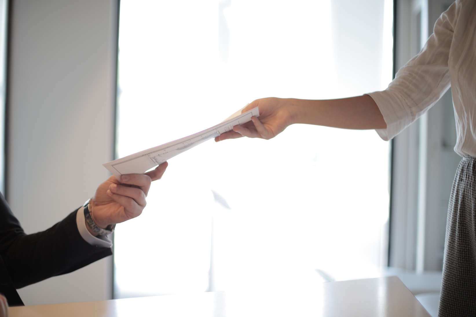 exchanging paperwork